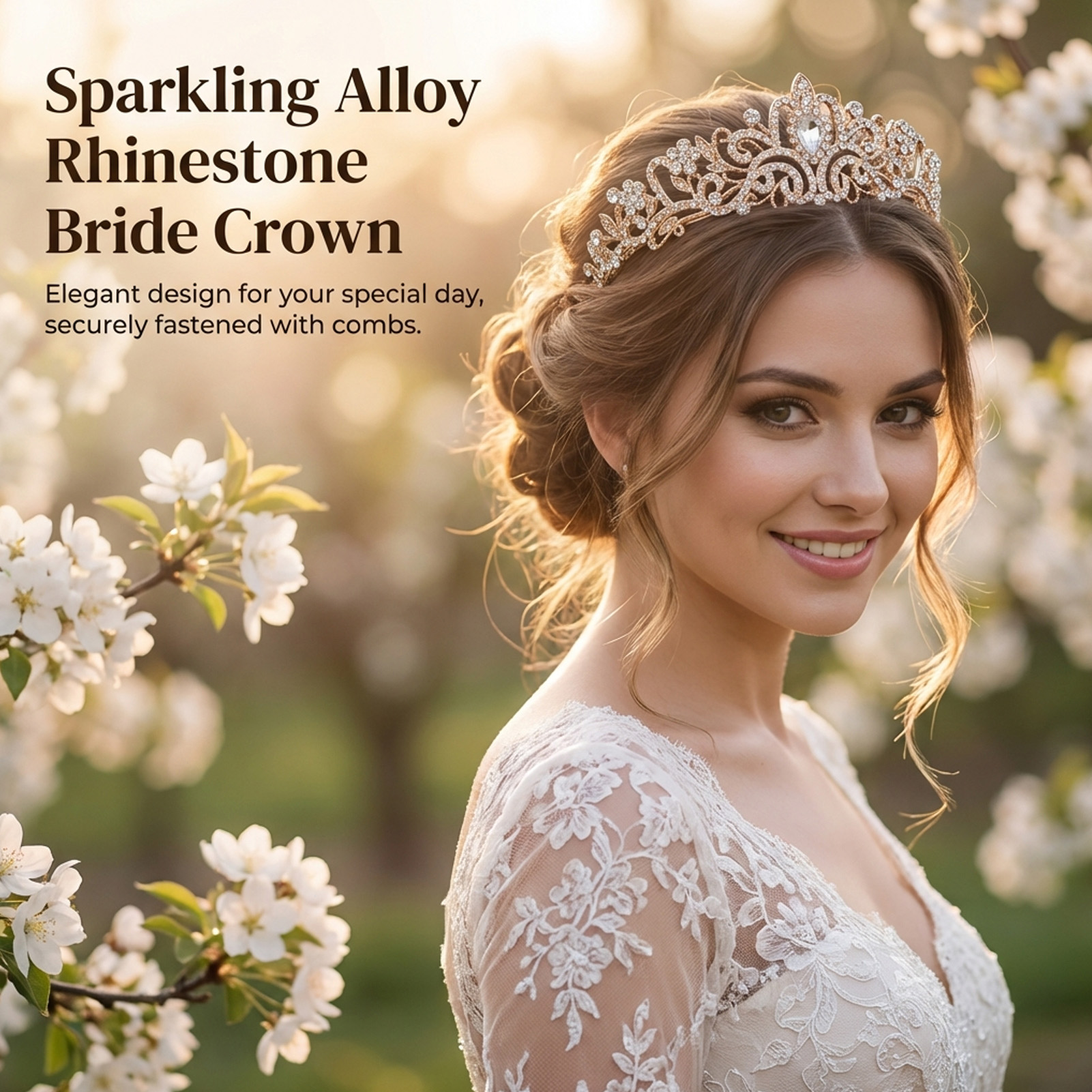 Elegant Decor & Lighting Llc - Elegant Bridal Crown Sparkly Rhinestone Tiaras