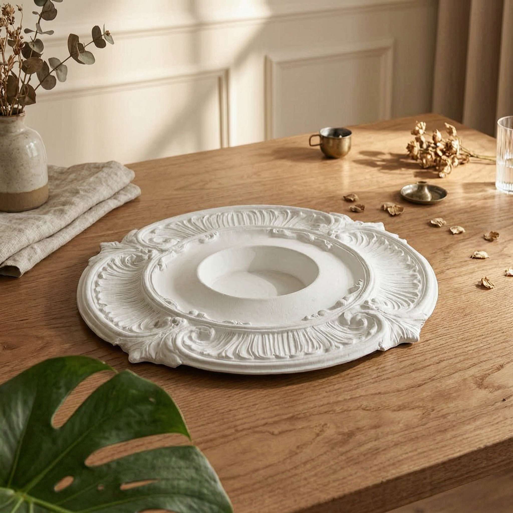 Lighting Decorative - Round PU Ceiling Medallion Scroll Decorative