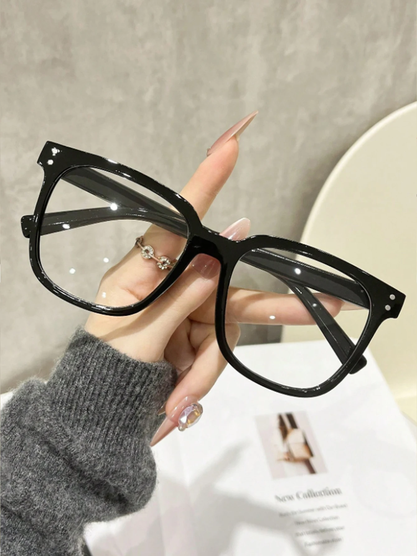 Office Lighting Decor - Classic Black Square Eyeglass Frame for