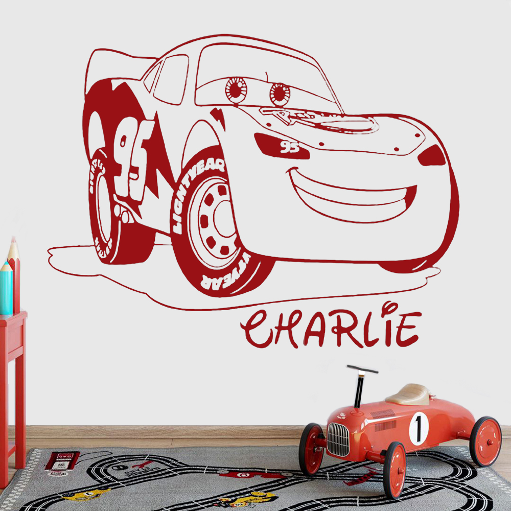 Lighting Mcqueen Decor - Personalised Name Wall Decals Cartoon Lightning