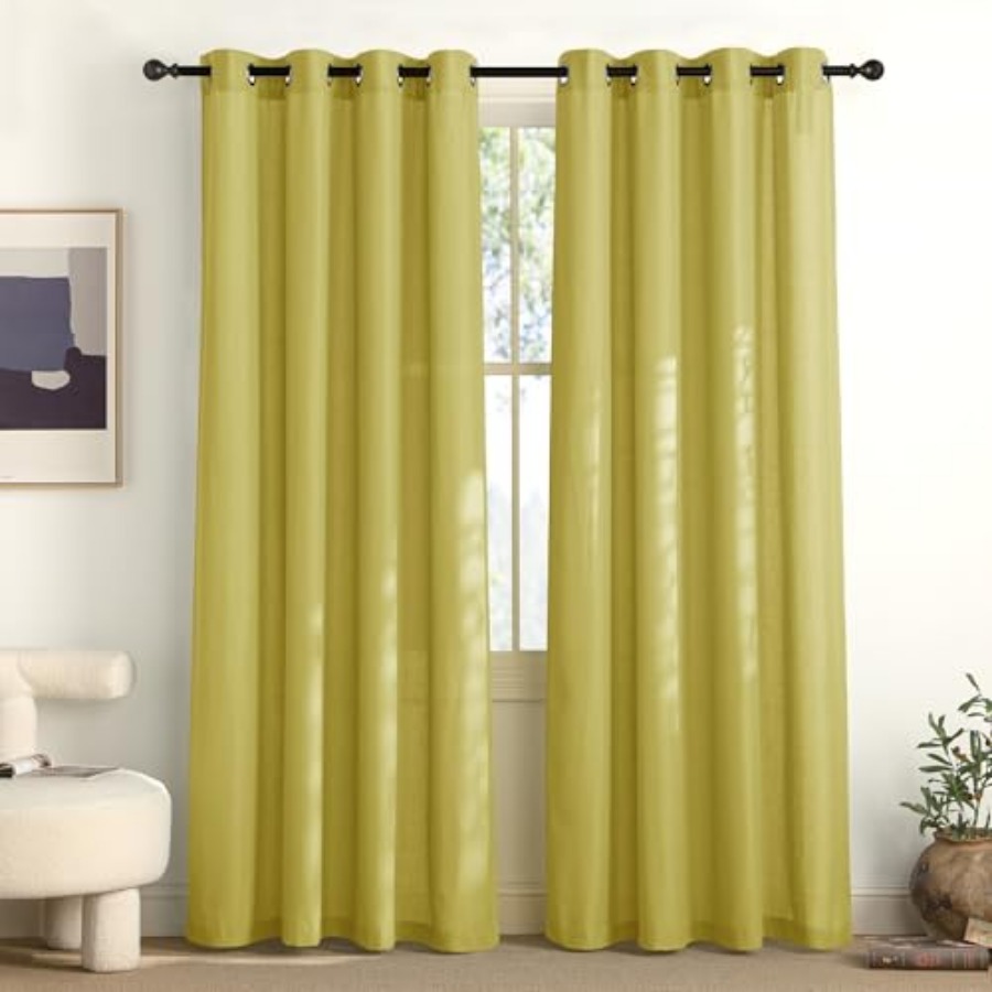 Kitchen Decor Lighting - Linen Curtains for Kitchen, Thick Flax