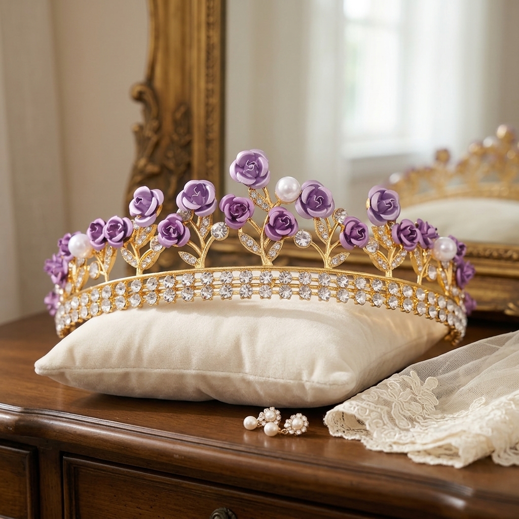 Elegant Decor & Lighting Llc - Baroque Ceramic Bridal Crown Rhinestone Hairpiece