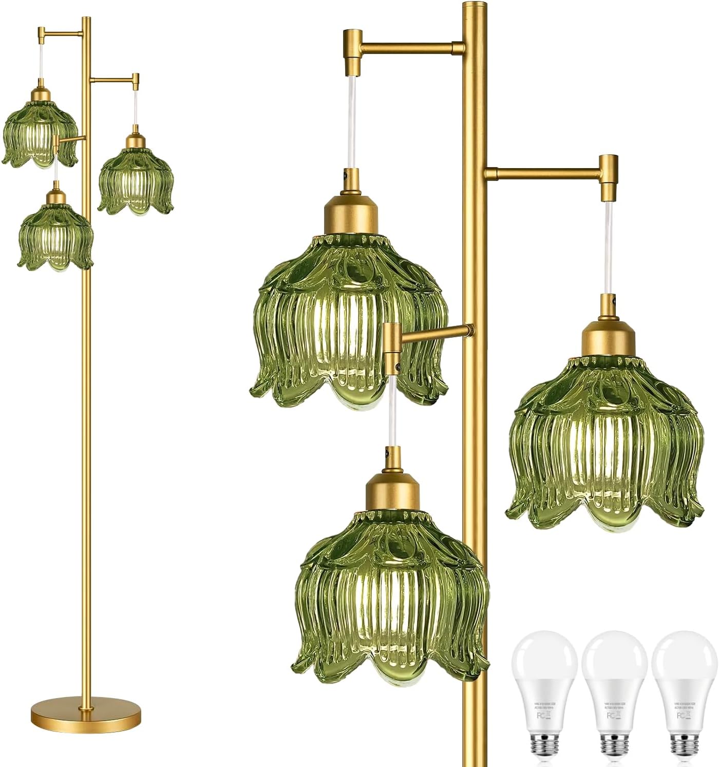 Vintage Gold Glass Floor Lamp  - Lighting Decor Room reseña y precio