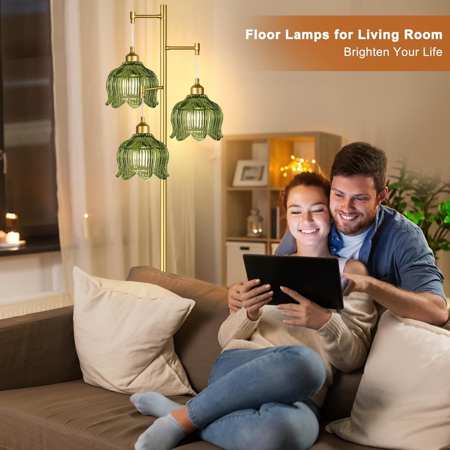 Vintage Gold Glass Floor Lamp  - Lighting Decor Room reseña y precio