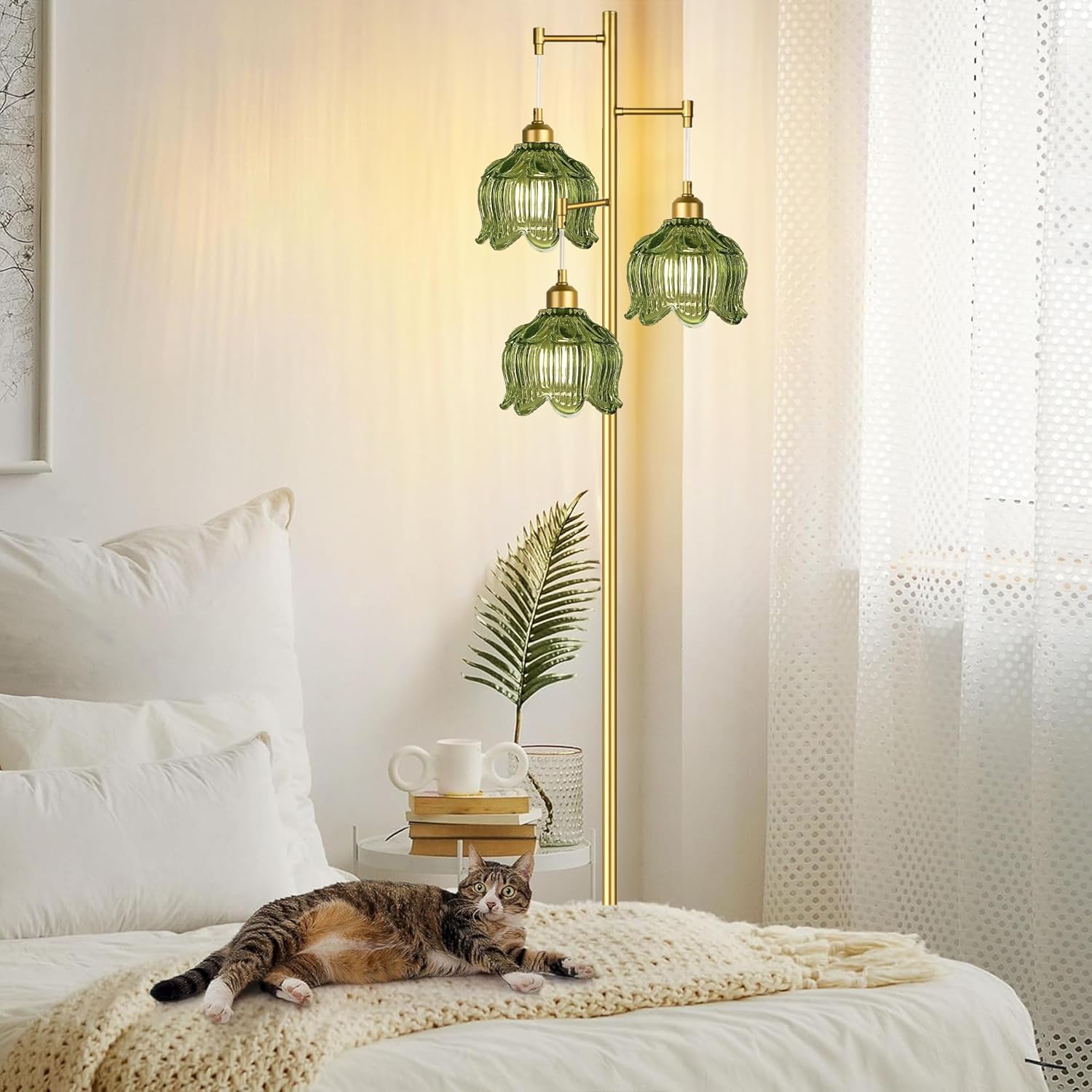 Vintage Gold Glass Floor Lamp  - Lighting Decor Room reseña y precio