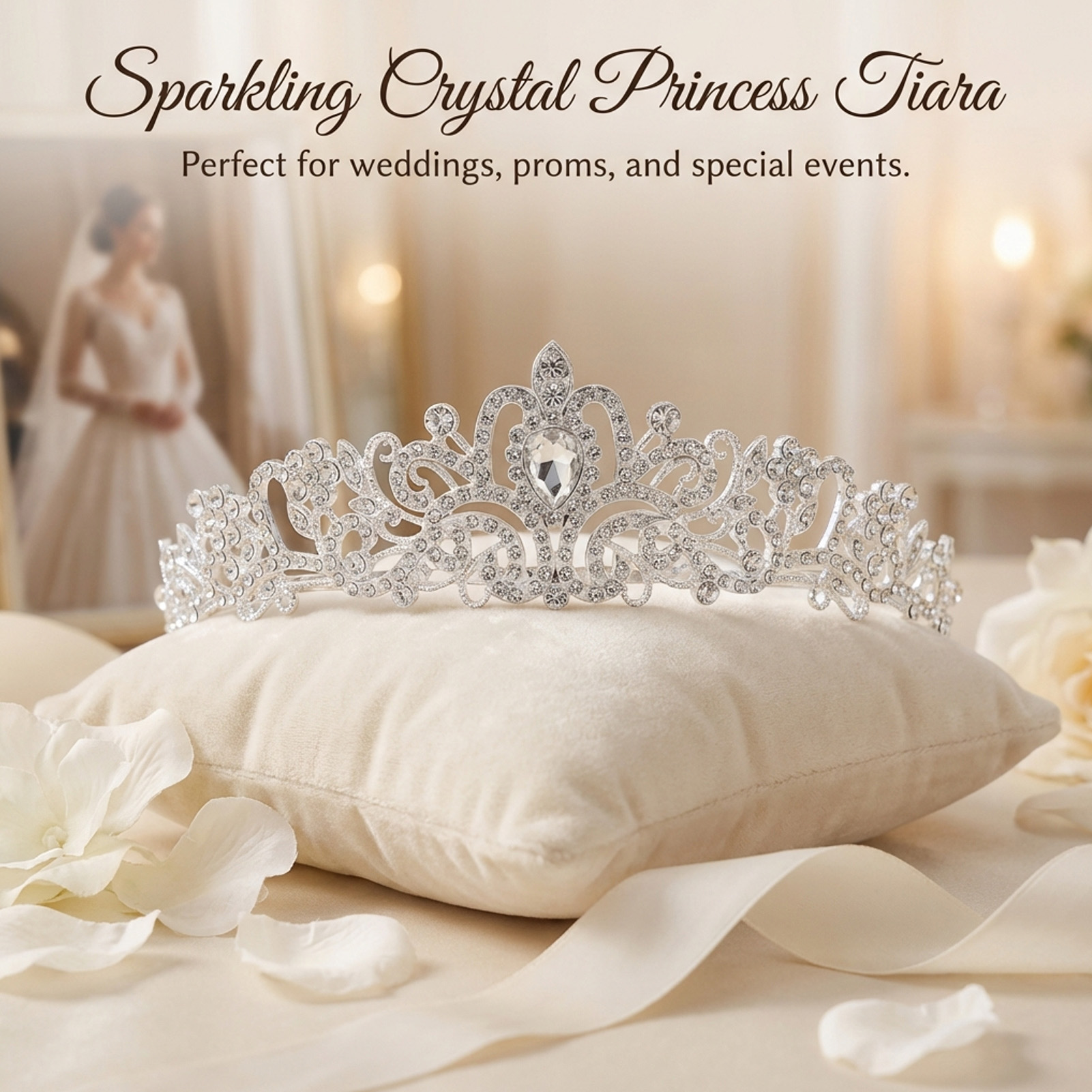 Elegant Bridal Crown Sparkly R - Elegant Decor & Lighting Llc reseña y precio