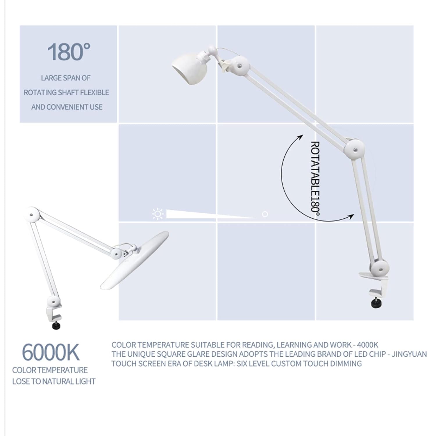 24W LED Desk Lamp with Clam 19 - Office Lighting Decor reseña y precio