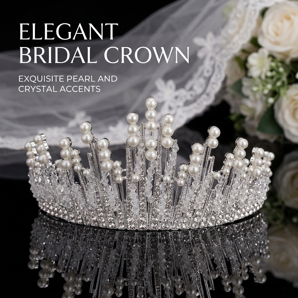 Bridal Pearl Crown Headpiece E - Elegant Decor & Lighting Llc reseña y precio