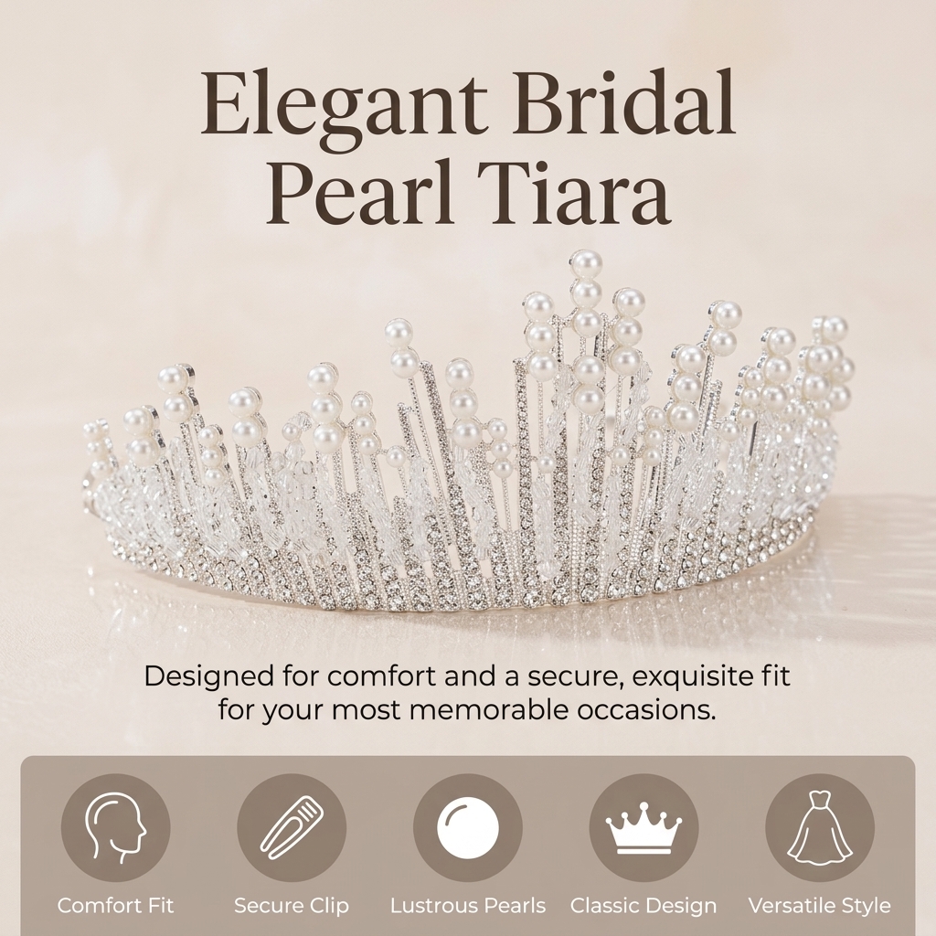 Bridal Pearl Crown Headpiece E - Elegant Decor & Lighting Llc reseña y precio
