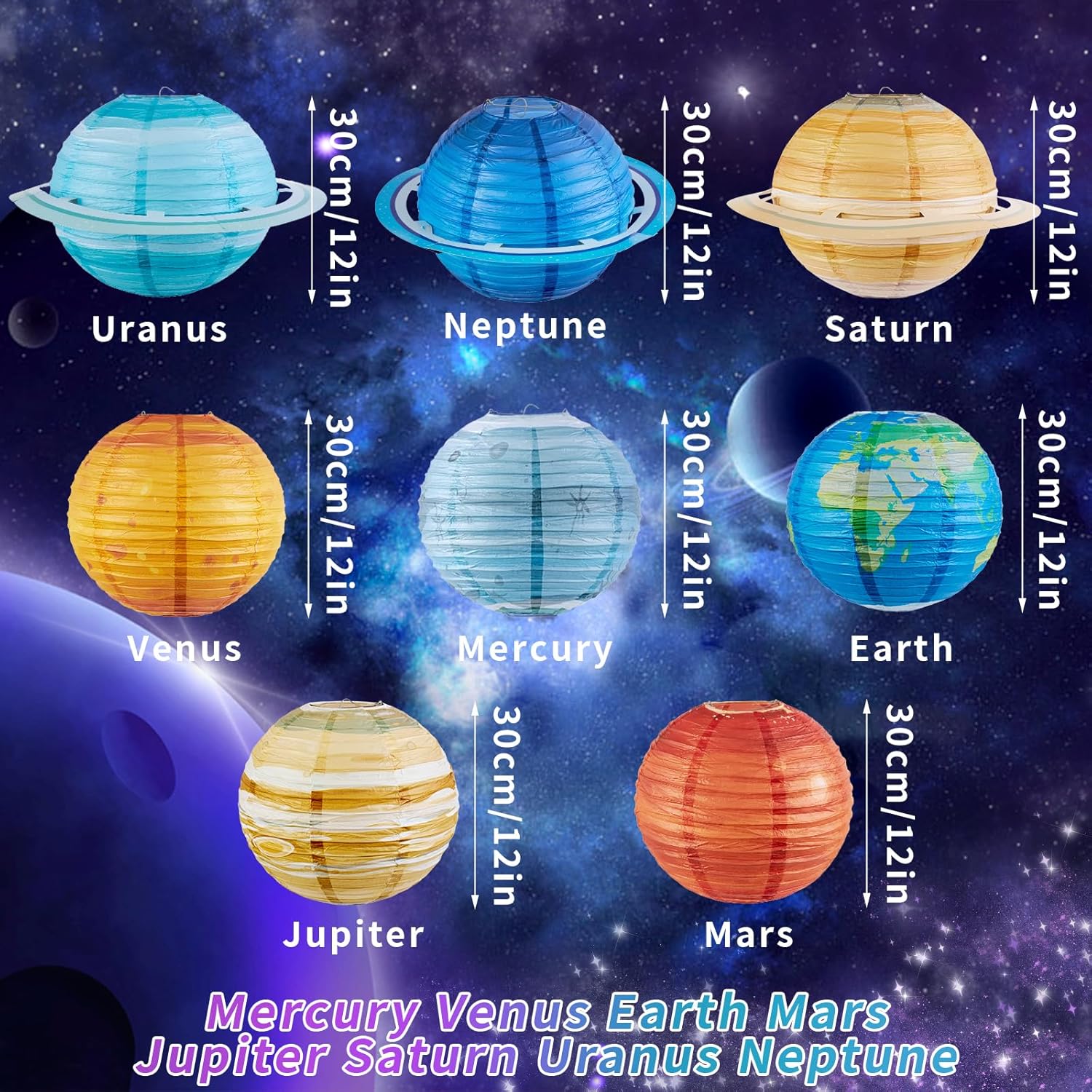 8PCS Solar System Paper Lanter - Lantern Paper Solar reseña y precio