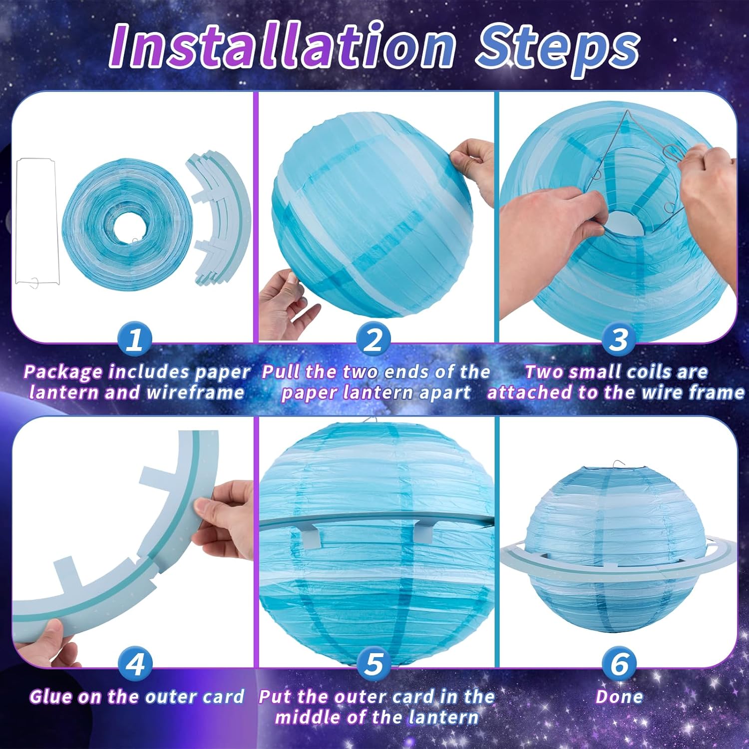 8PCS Solar System Paper Lanter - Lantern Paper Solar reseña y precio