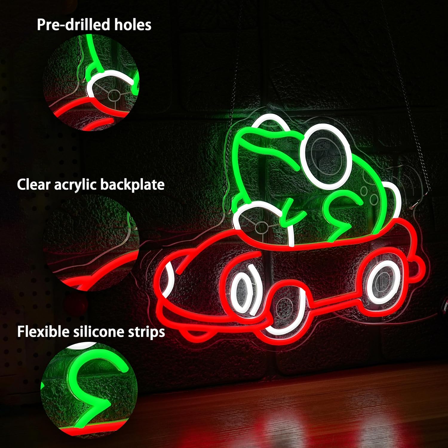Frog Driving Car Neon Sign Art - Lighting Decor Room reseña y precio