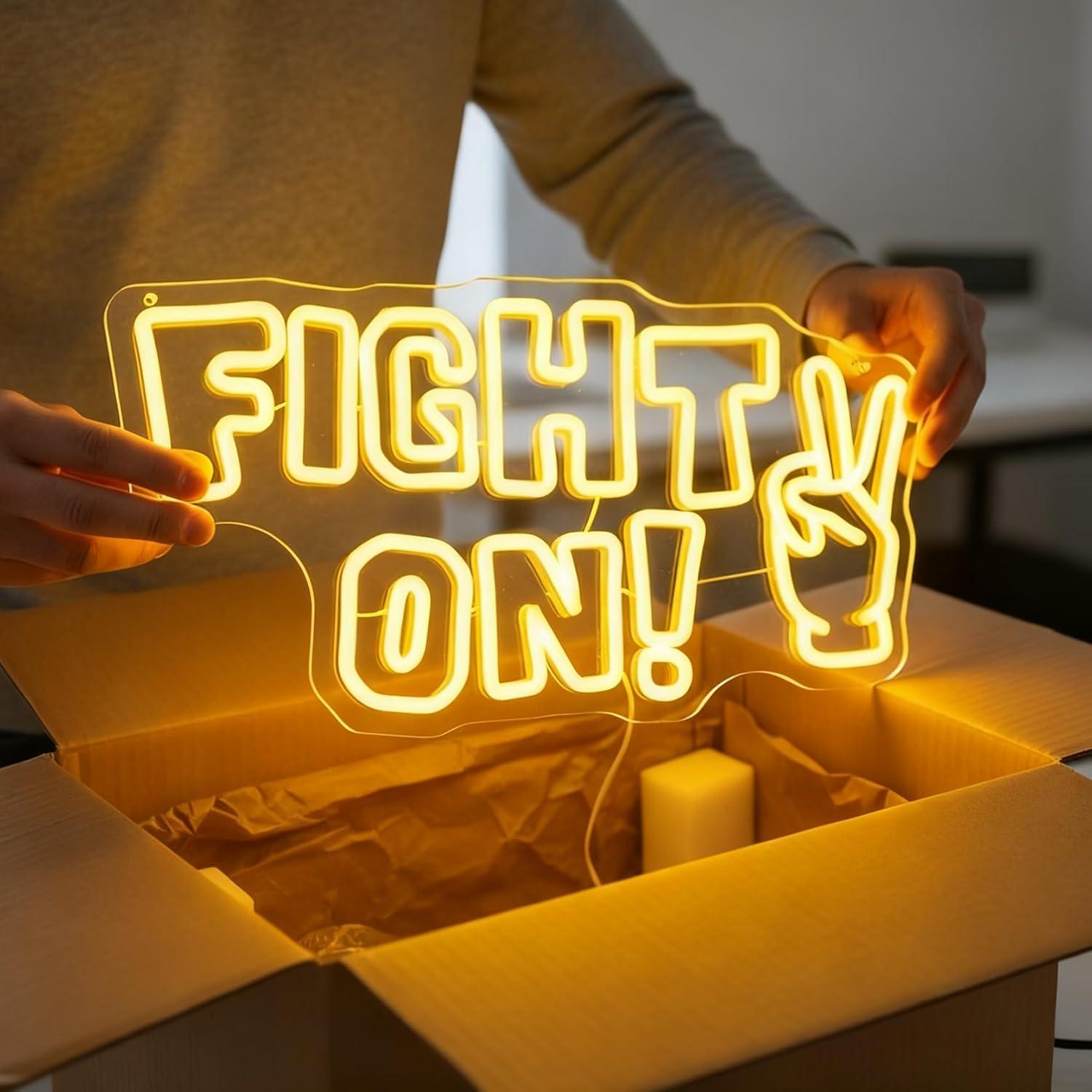 Fight On Neon Sign Victory Han - Office Lighting Decor reseña y precio