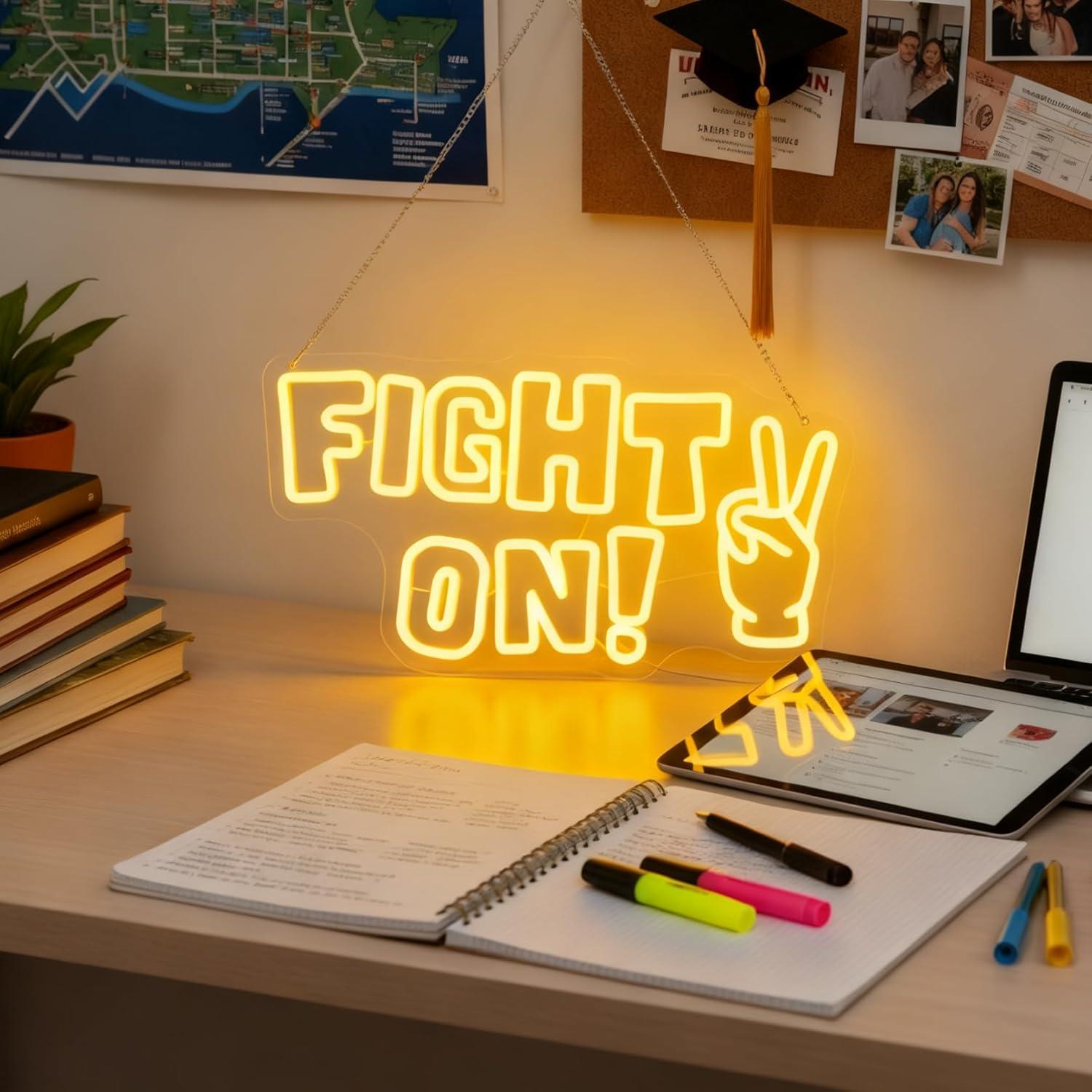 Fight On Neon Sign Victory Han - Office Lighting Decor reseña y precio