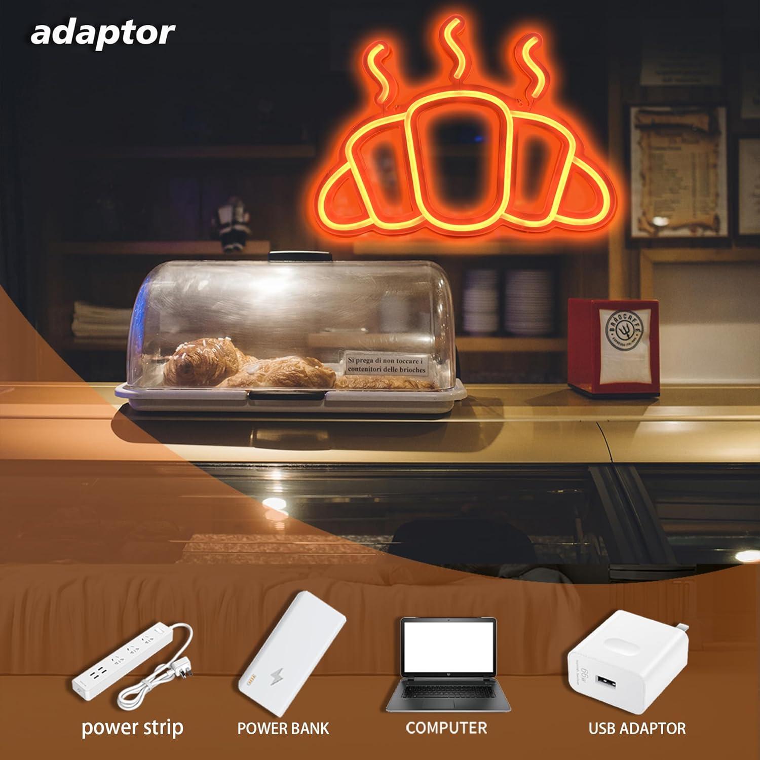 Croissant Neon Sign USB Powere - Kitchen Decor Lighting reseña y precio