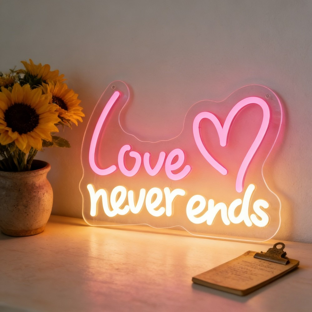 Love Never Ends LED Neon Sign  - Bedroom Lighting Decor Ideas reseña y precio