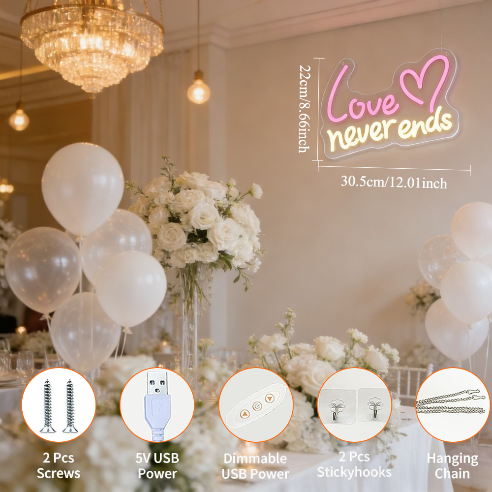 Love Never Ends LED Neon Sign  - Bedroom Lighting Decor Ideas reseña y precio