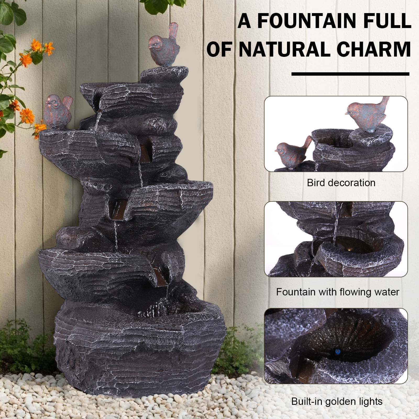 Resin Stone Imitation Waterfal - Office Lighting Decor reseña y precio