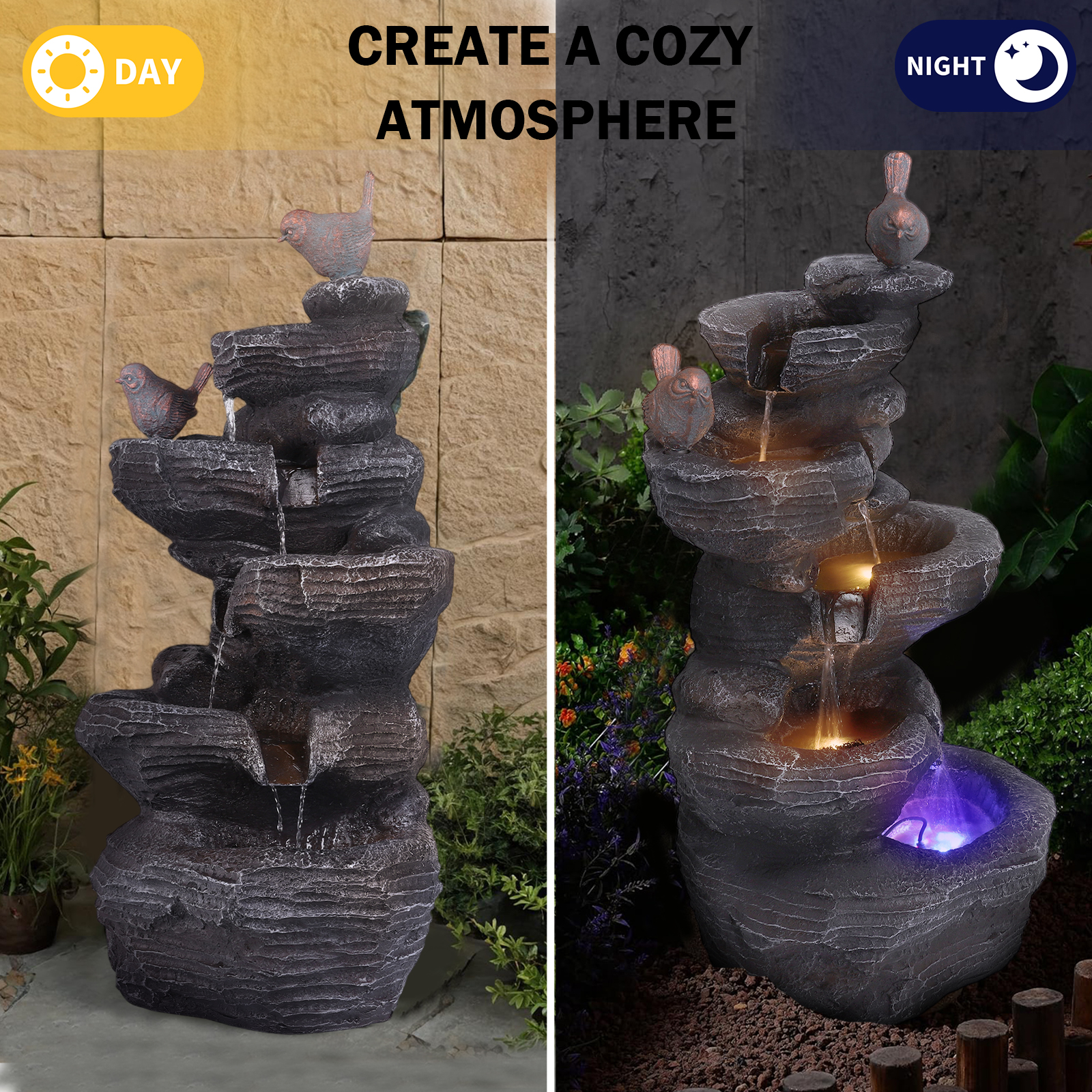 Resin Stone Imitation Waterfal - Office Lighting Decor reseña y precio