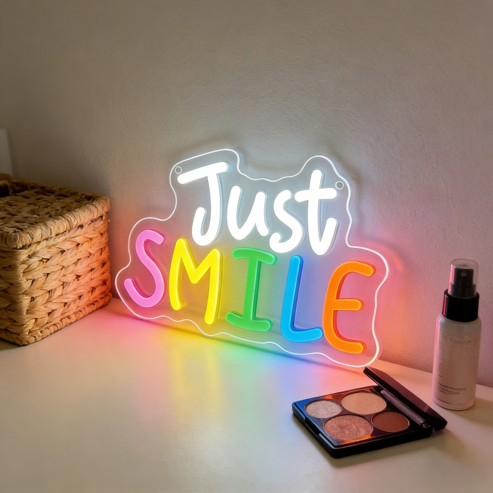 Just Smile Neon Sign USB Dimma - Bedroom Lighting Decor Ideas reseña y precio