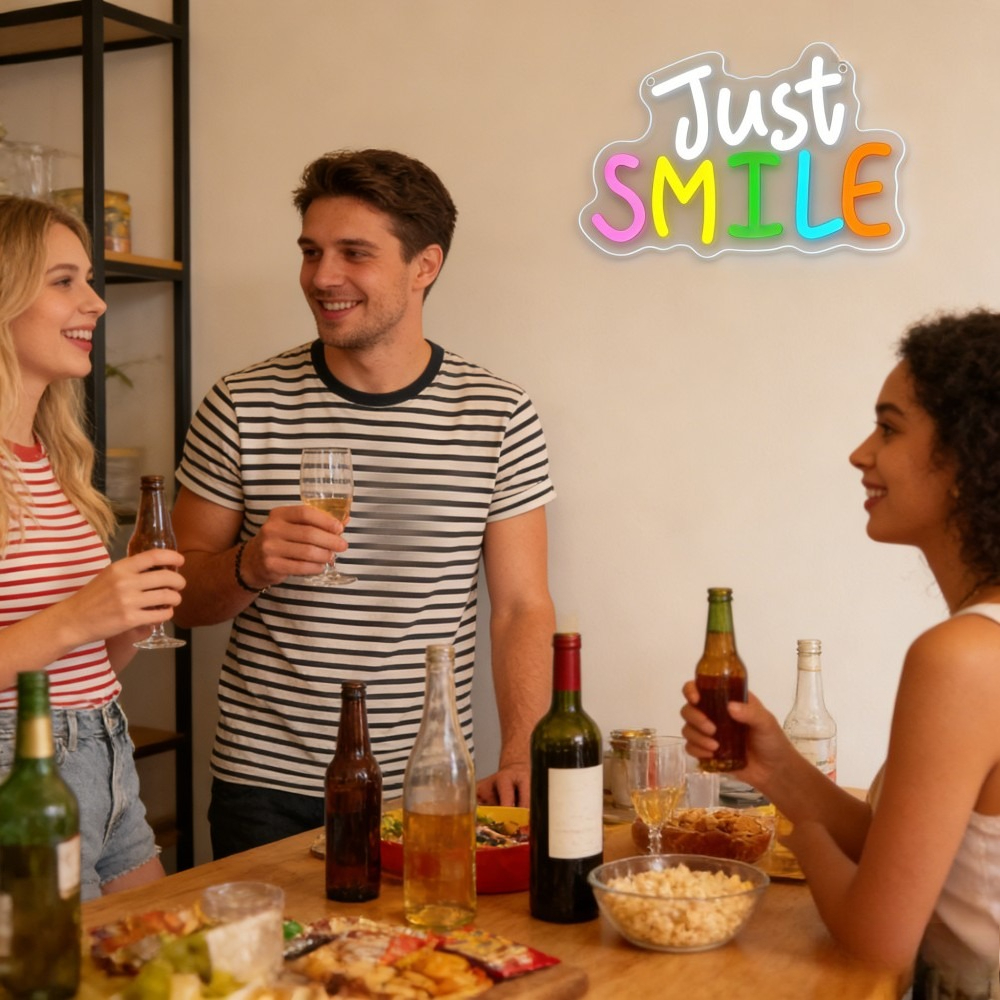 Just Smile Neon Sign USB Dimma - Bedroom Lighting Decor Ideas reseña y precio