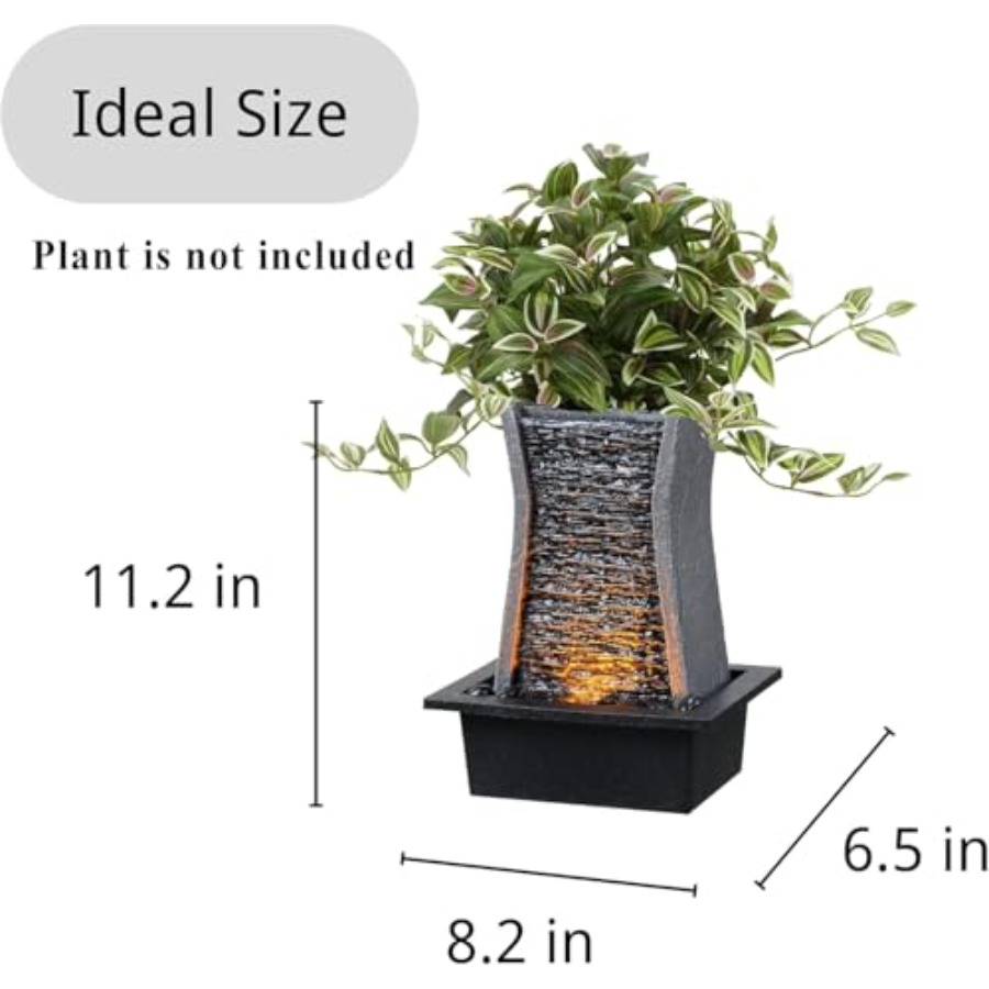 Tabletop Water Fountain with L - Office Lighting Decor reseña y precio
