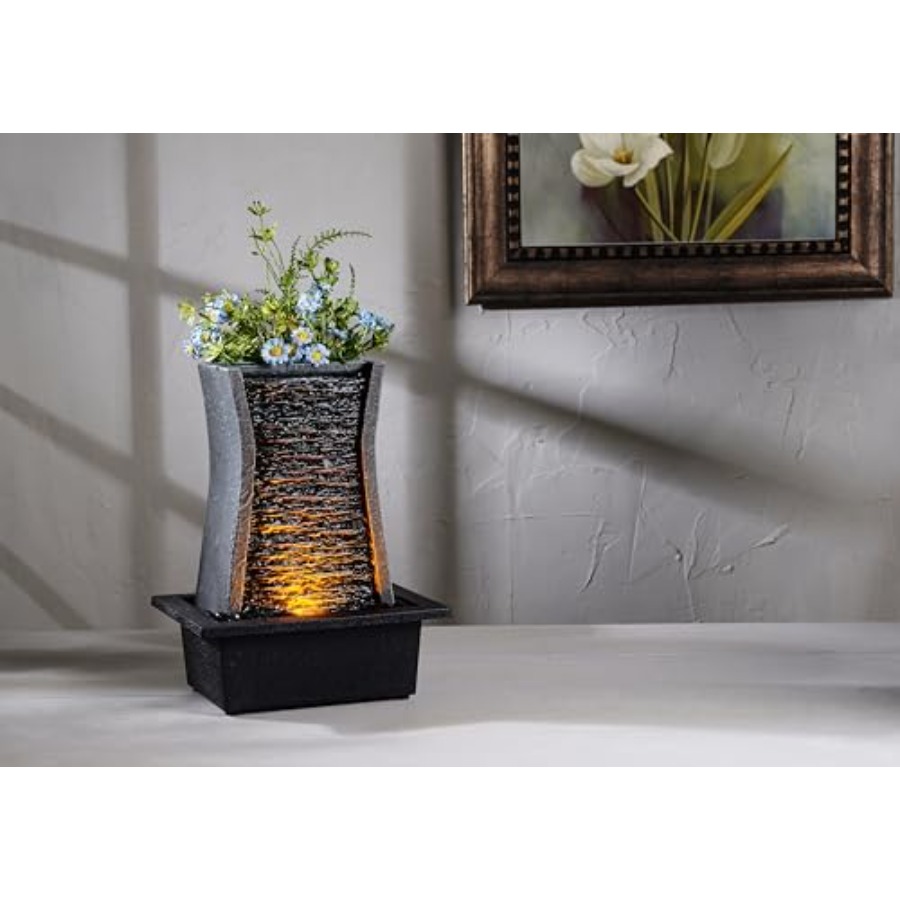 Tabletop Water Fountain with L - Office Lighting Decor reseña y precio