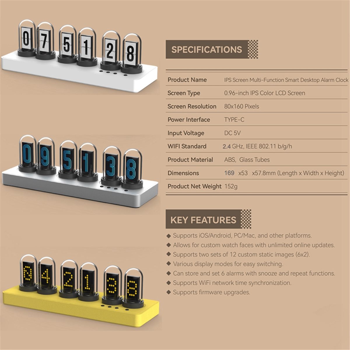 A73T WiFi Control IPS Clock wi - Bedroom Lighting Decor Ideas reseña y precio