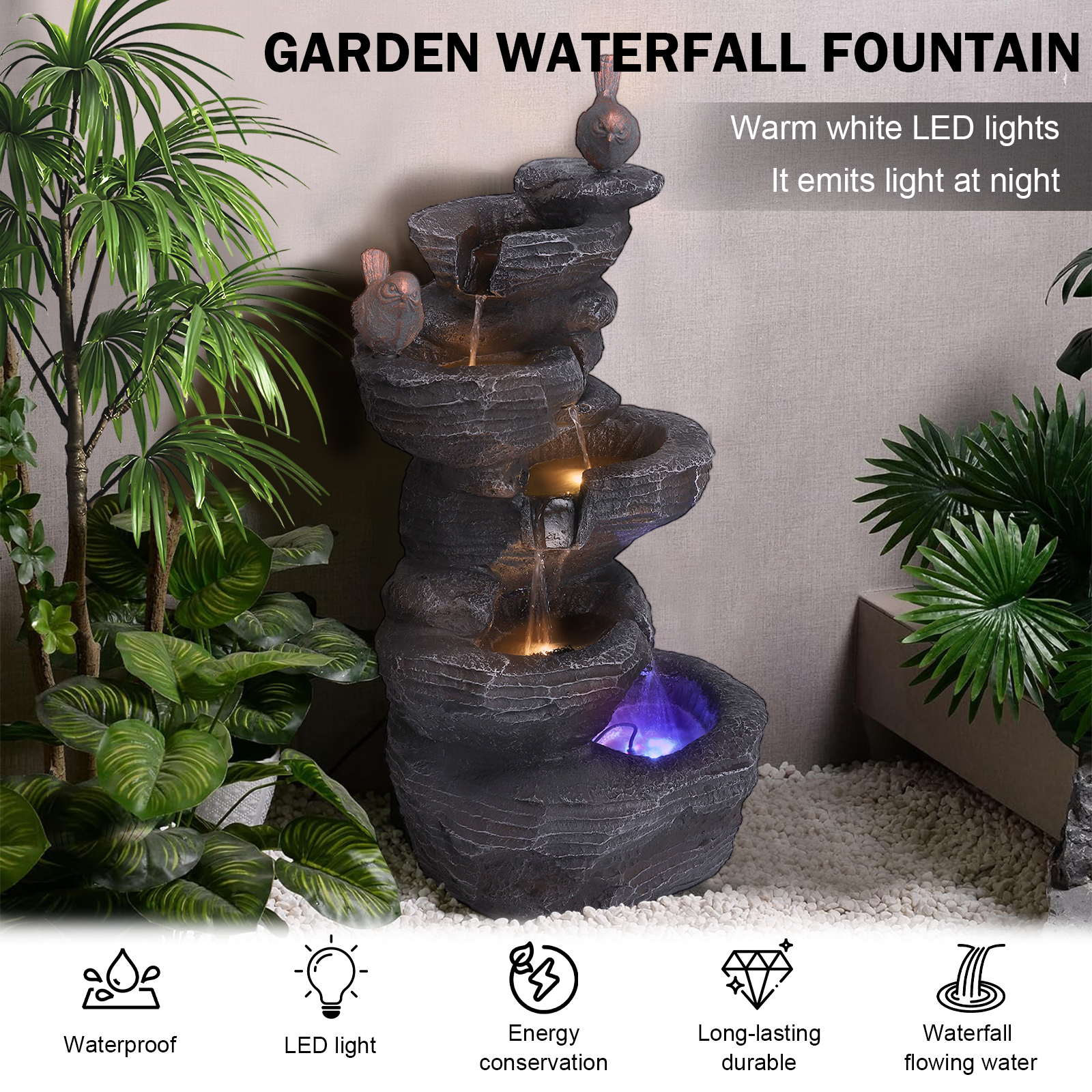 Resin Stone Imitation Waterfal - Office Lighting Decor reseña y precio
