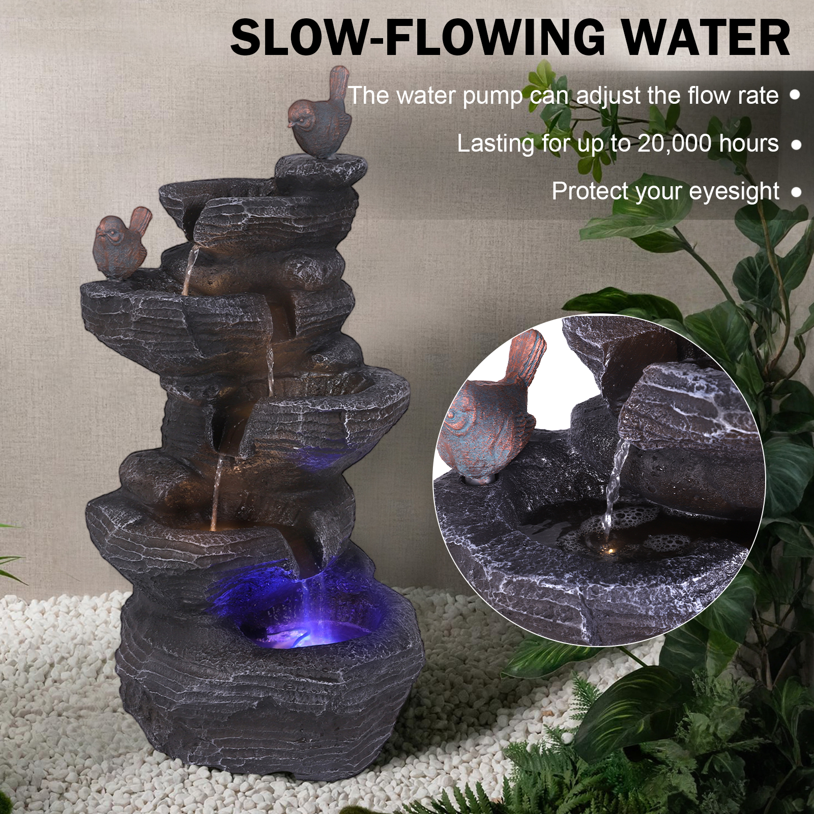 Resin Stone Imitation Waterfal - Office Lighting Decor reseña y precio