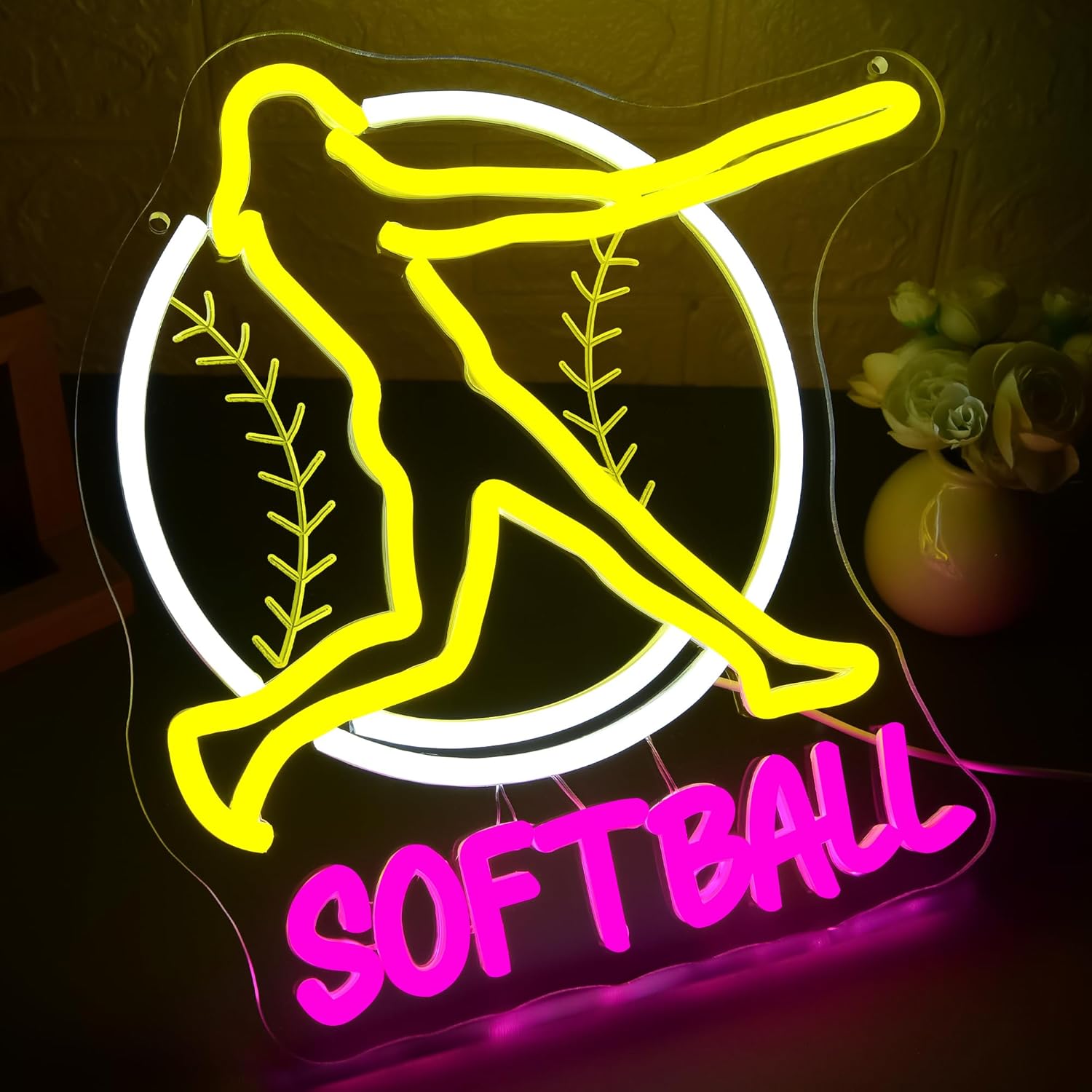 Softball Neon Sign Art Wall Li - Lighting Decor Room reseña y precio