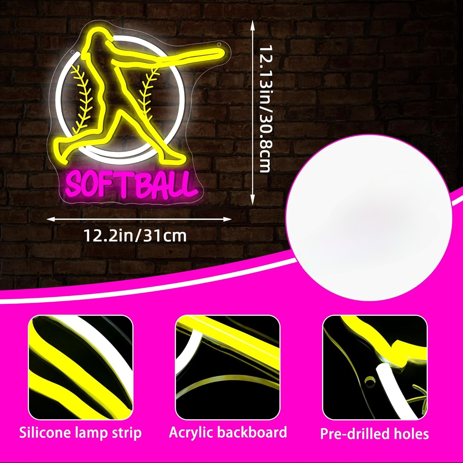 Softball Neon Sign Art Wall Li - Lighting Decor Room reseña y precio