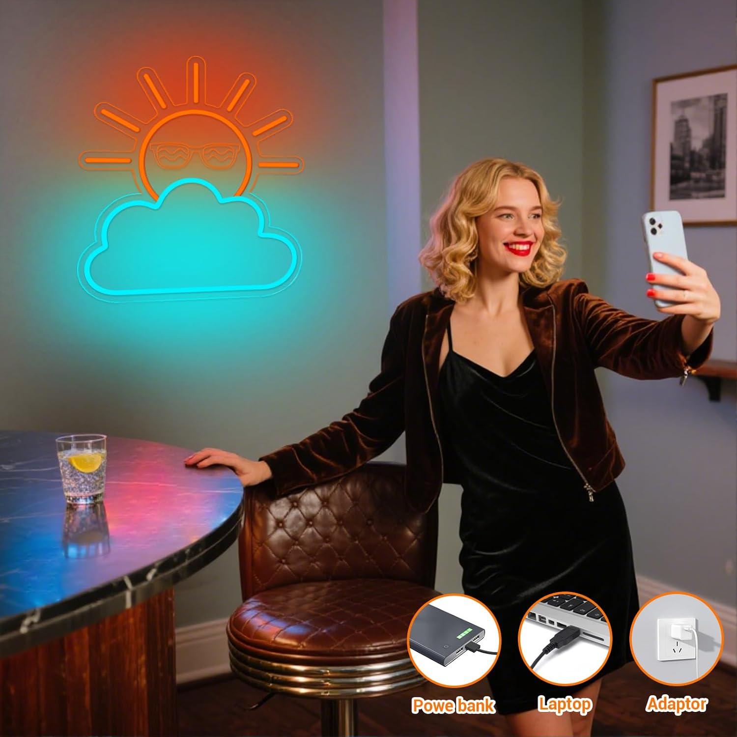 Sunrise Sunset Neon Sign USB P - Lighting Decor Room reseña y precio
