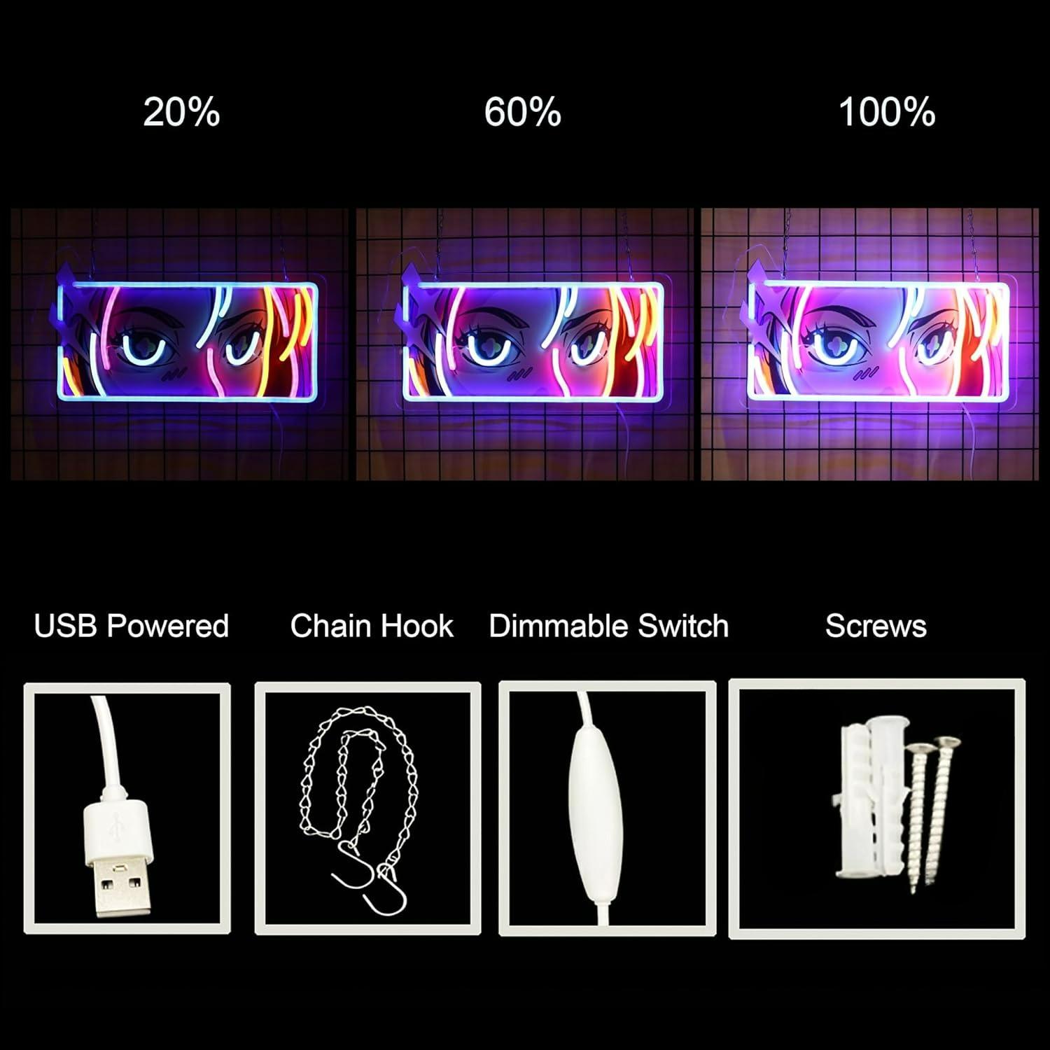 Passionate Eyes Neon Sign USB  - Lighting Decor Room reseña y precio