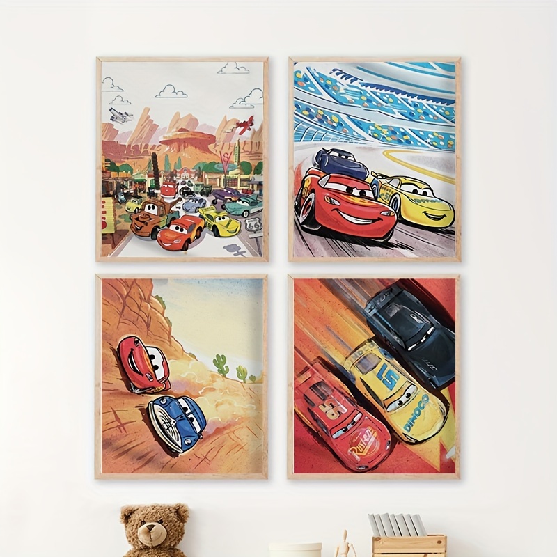 Cartoon Cars Watercolor Art Pr - Lighting Mcqueen Decor reseña y precio