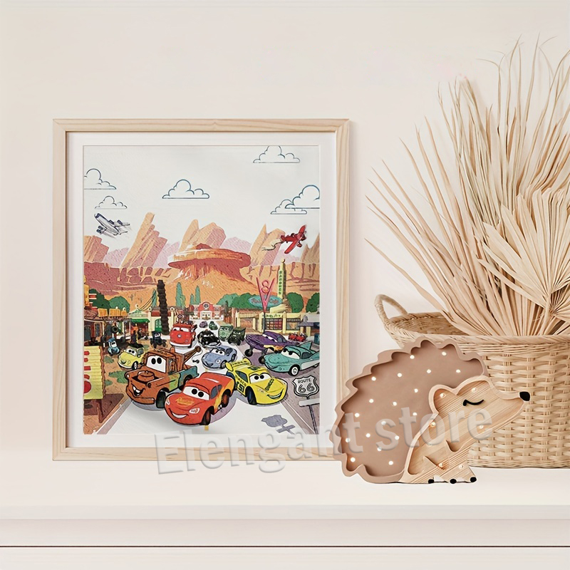 Cartoon Cars Watercolor Art Pr - Lighting Mcqueen Decor reseña y precio