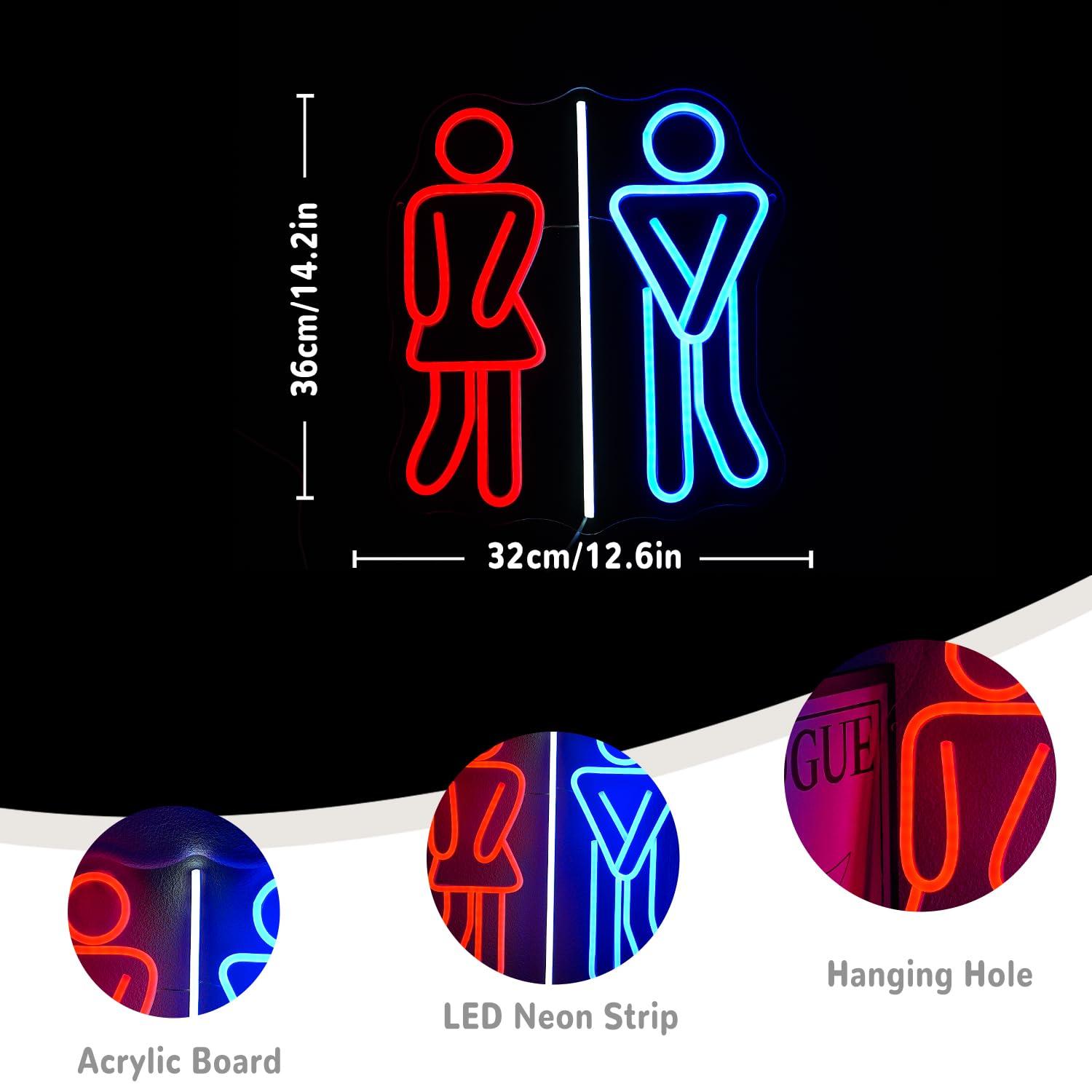 Restroom Neon Signs Toilets US - Office Lighting Decor reseña y precio