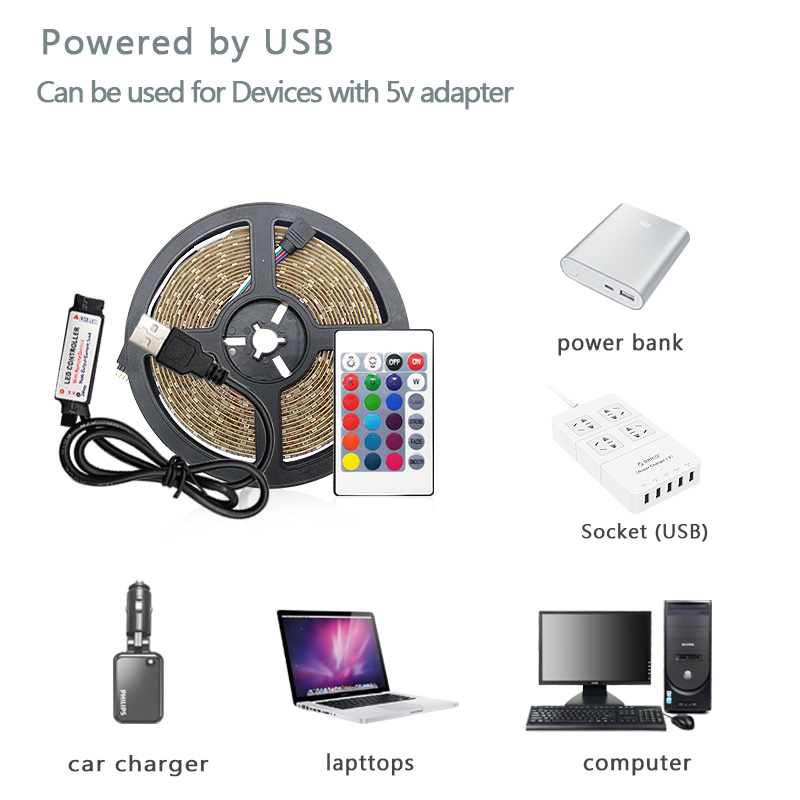 5050 RGB USB LED Strip Lights  - Colour Changing Bulb reseña y precio