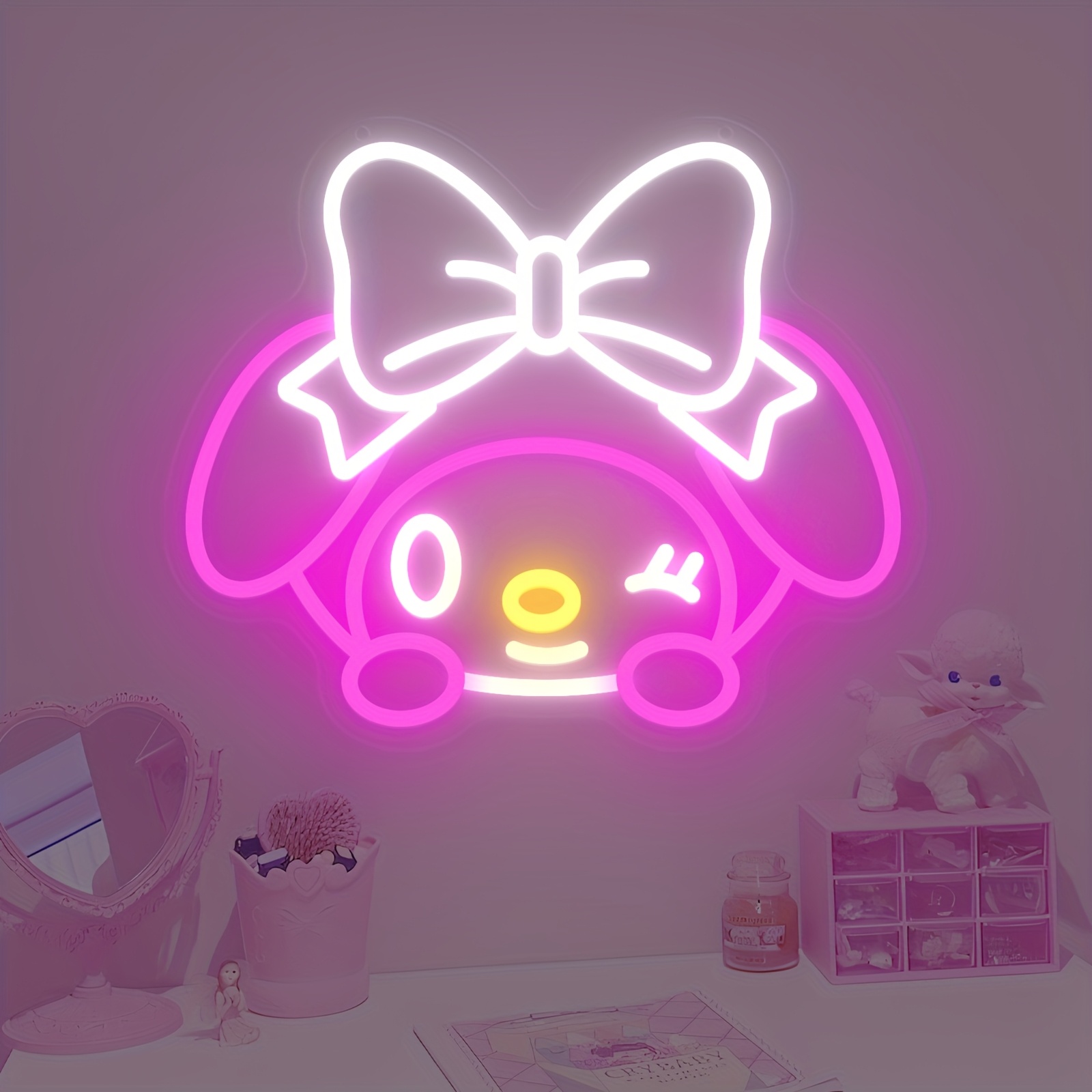 My Melody Neon Sign with Big B - Bedroom Lighting Decor Ideas reseña y precio