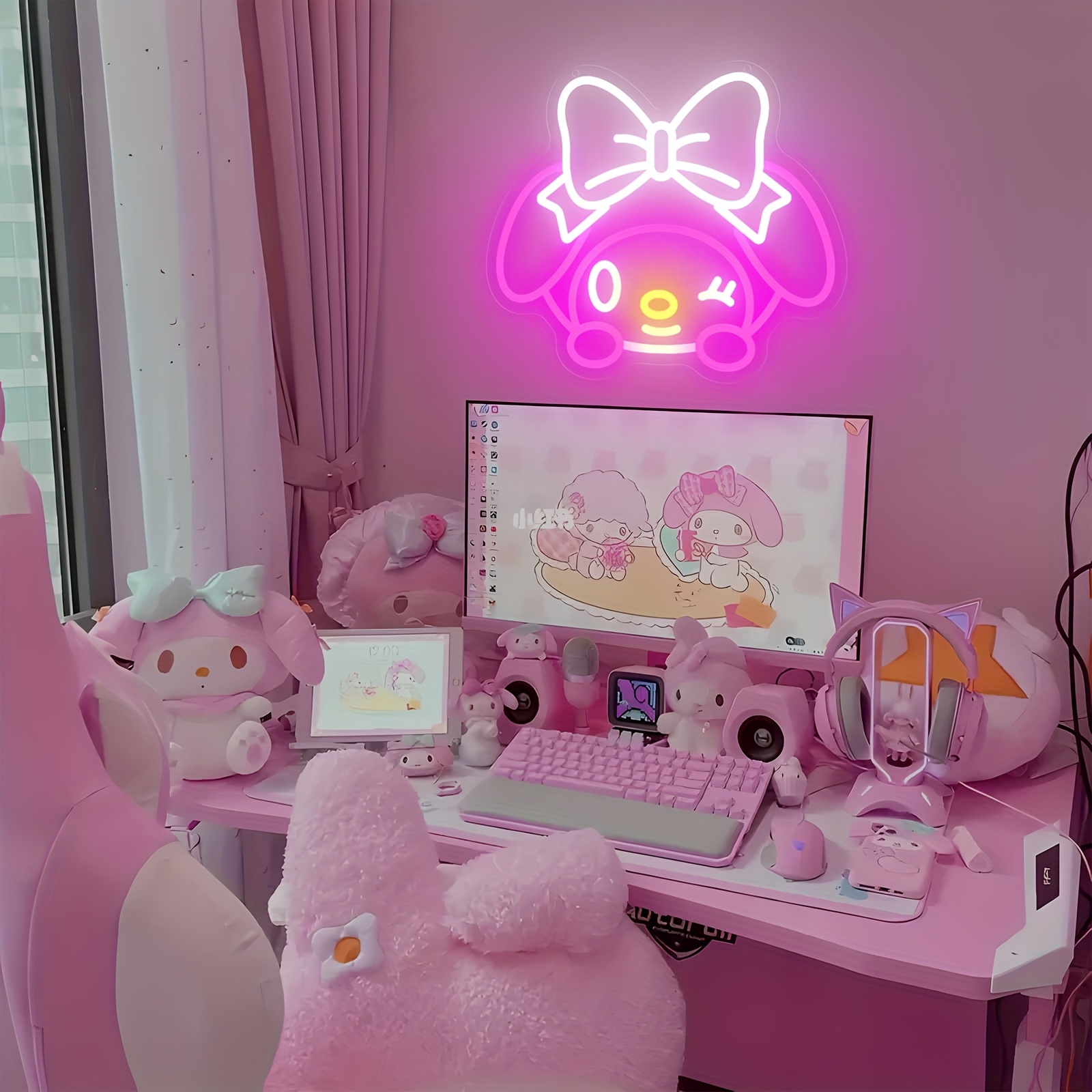 My Melody Neon Sign with Big B - Bedroom Lighting Decor Ideas reseña y precio