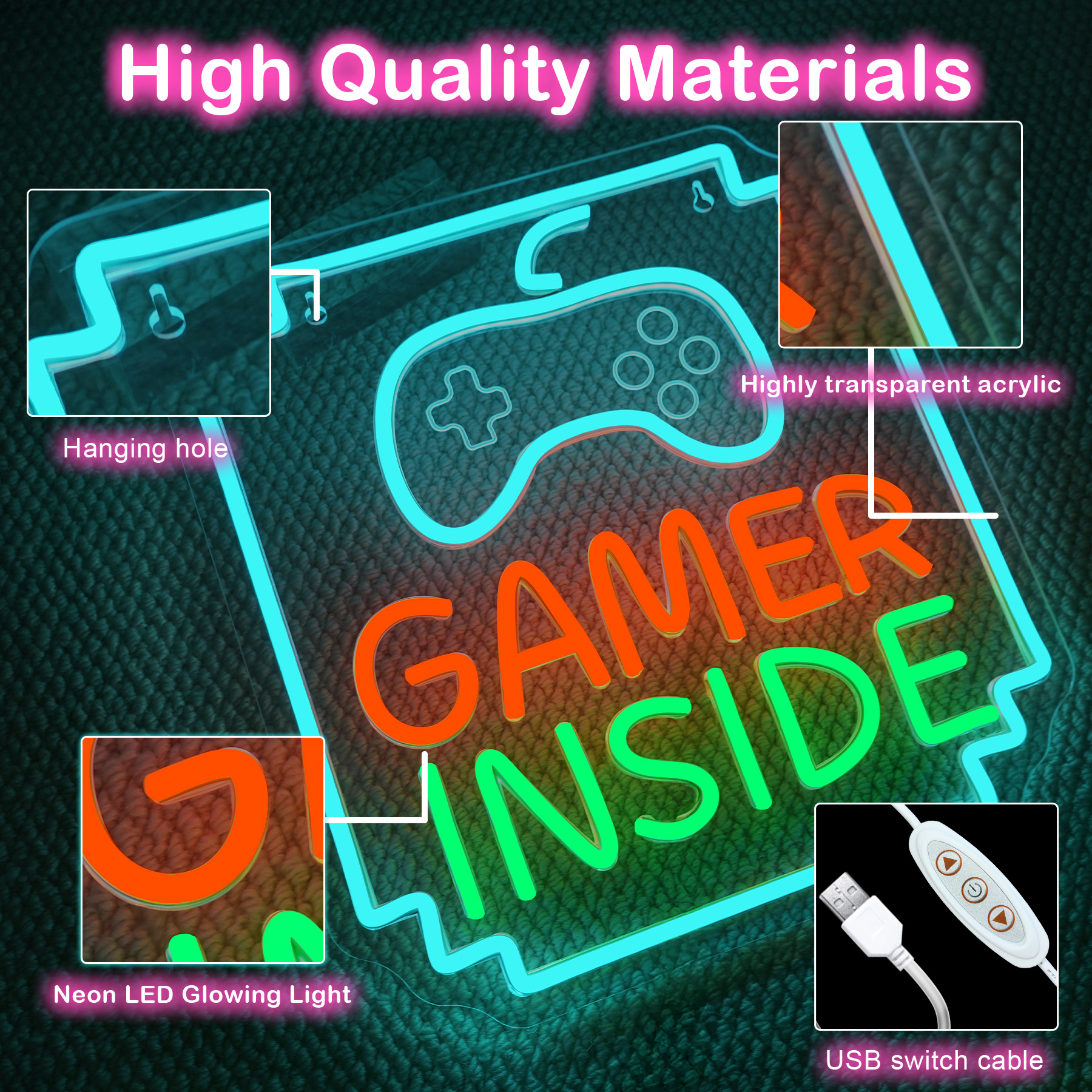 Gamer Inside Neon Sign Dimmabl - Bedroom Lighting Decor Ideas reseña y precio
