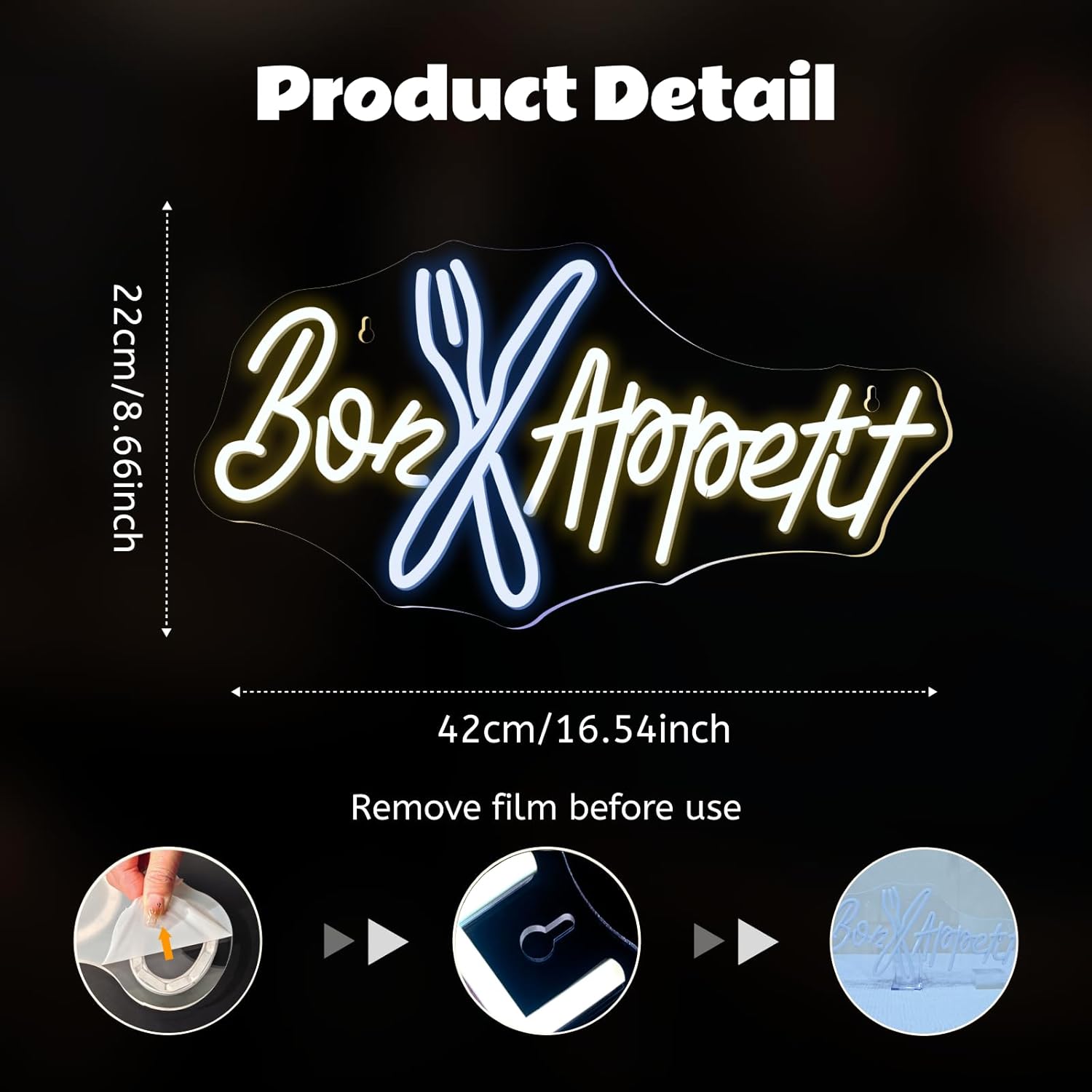 Bon Appétit Neon Sign Good App - Bedroom Lighting Decor Ideas reseña y precio