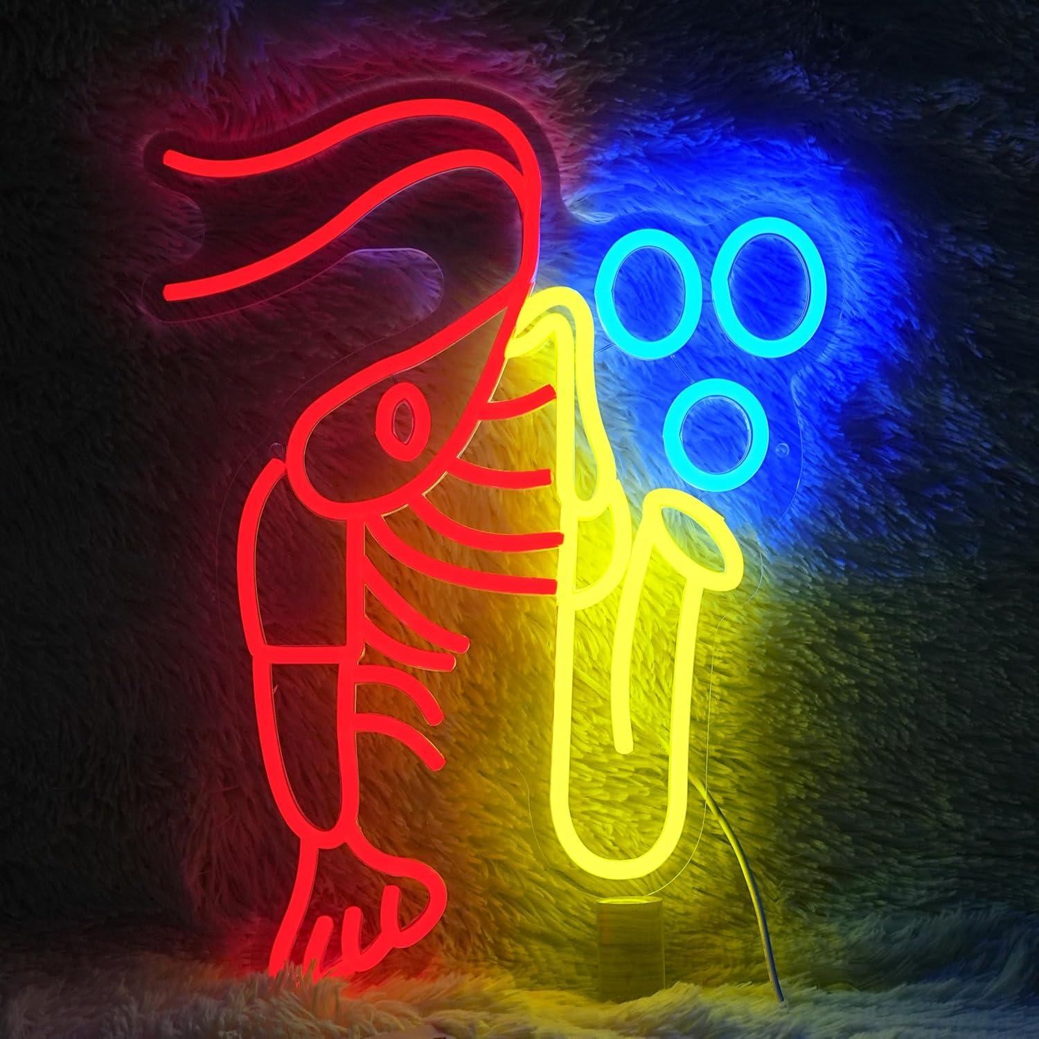 Lobster Saxophone Neon Sign Ja - Office Lighting Decor reseña y precio