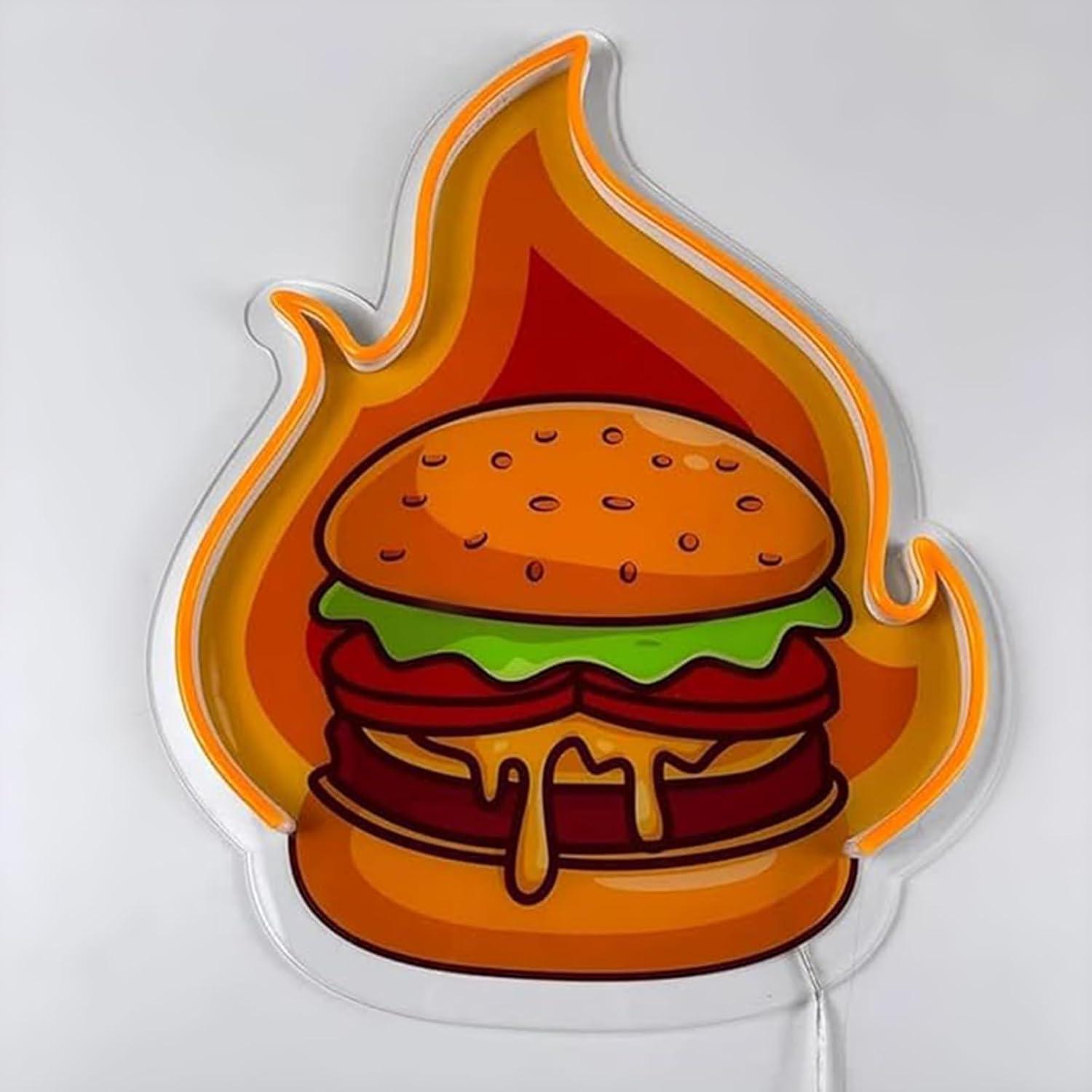 Burger Neon Sign LED Hamburger - Kitchen Decor Lighting reseña y precio