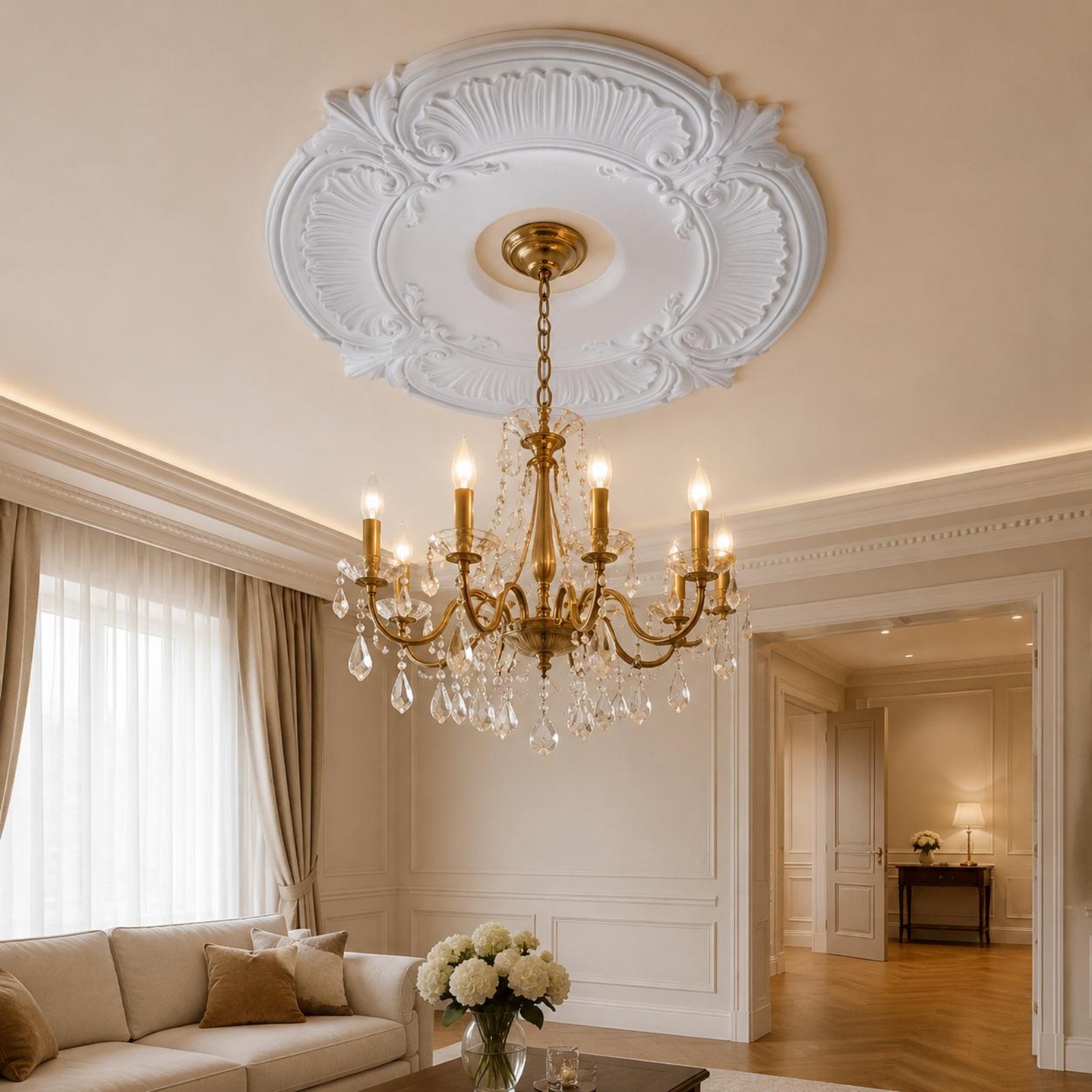 Round PU Ceiling Medallion Scr - Lighting Decorative reseña y precio